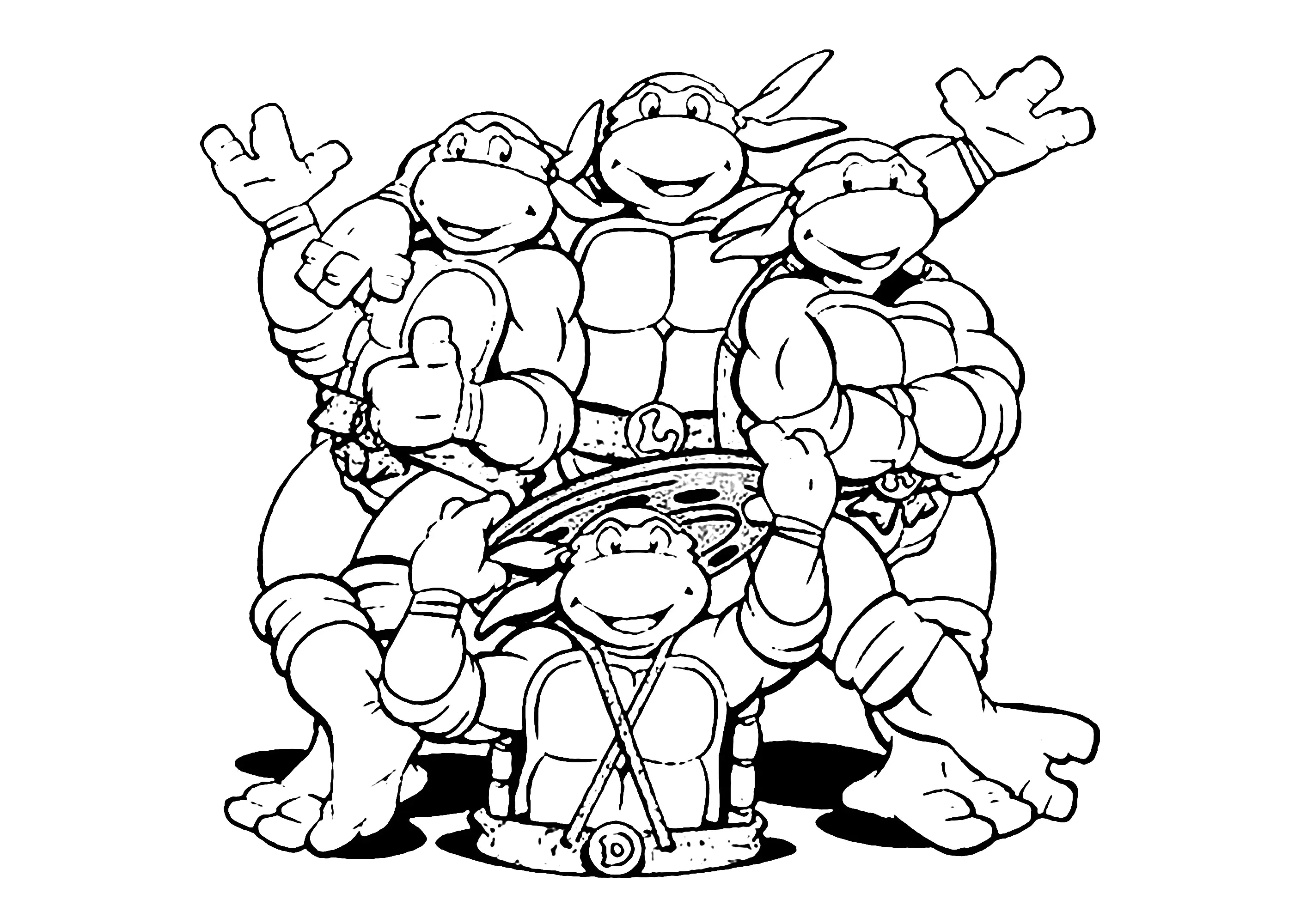 Ninja Turtles '90s style (Printable Coloring Page for Kids)