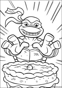 A cake for a turtle (Ninja Turtles Coloring Page)