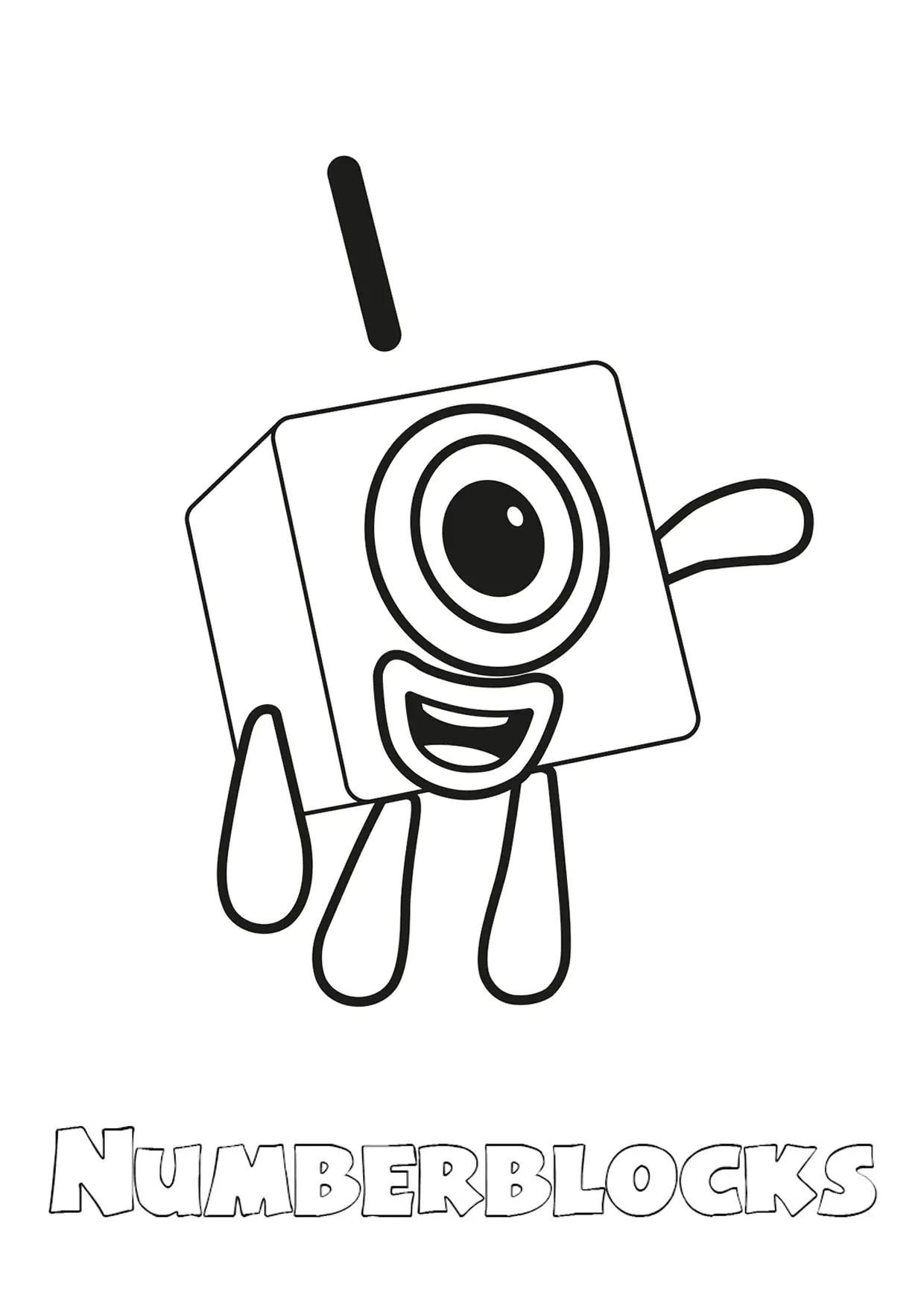 The little "One" (Printable Numberblocks Coloring Page for Kids)