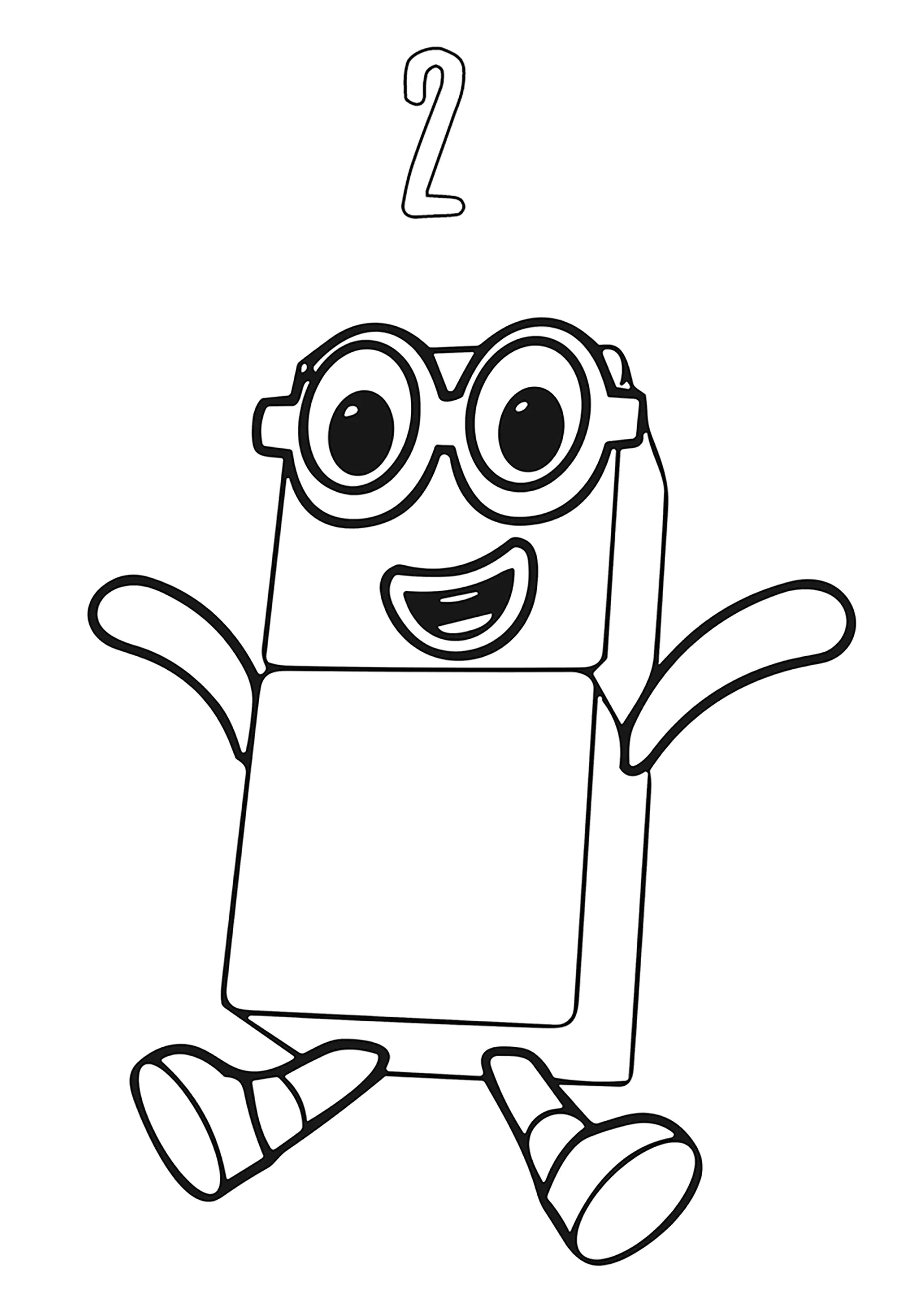The little "Two" (Printable Numberblocks Coloring Page for Kids)