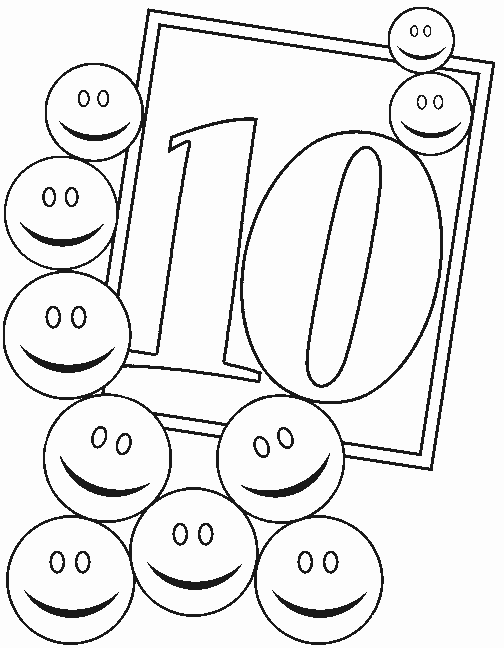 Printable Numbers coloring page to print and color for free : Ten