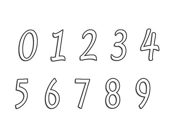 Numbers from 0 to 9 to color