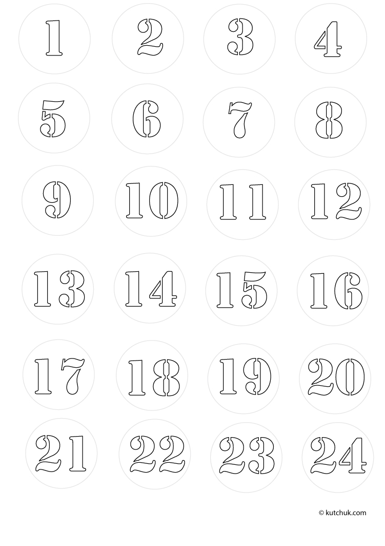 The numbers from 1 to 20 to color