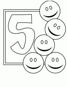 Coloring page numbers to download for free : Five