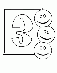 Coloring page numbers for children : Three