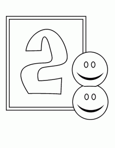 Coloring page numbers free to color for children : Two