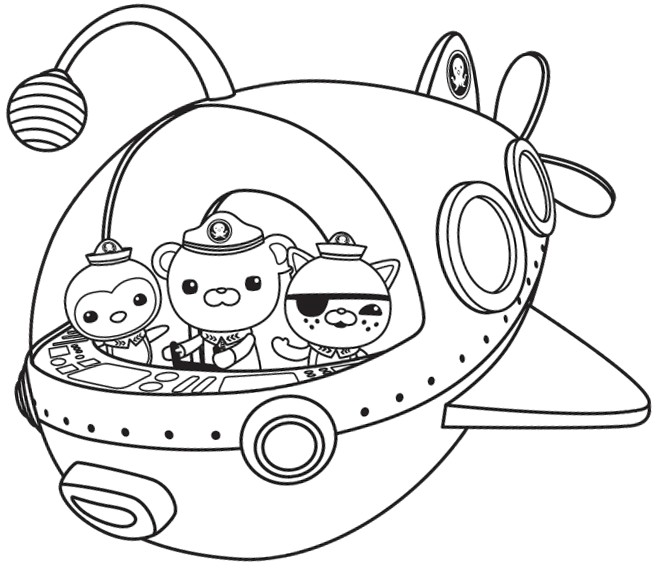 Octonauts drawing to color, easy for kids