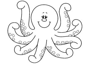 Simple smiling octopus to print and color