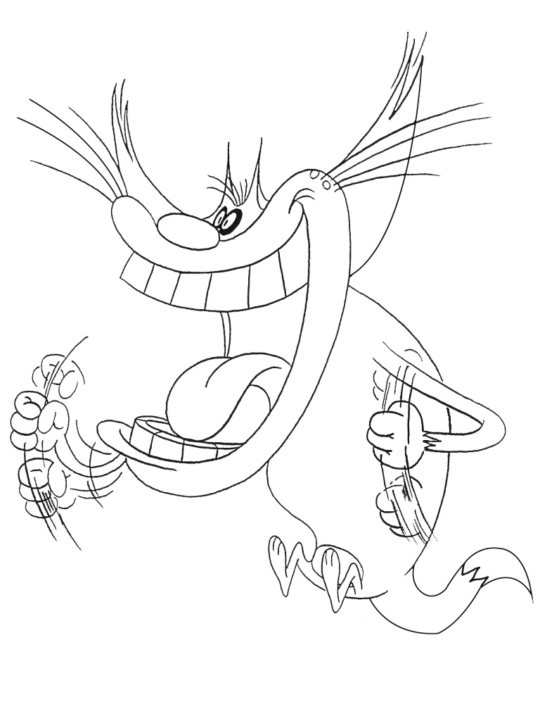 Beautiful Oggy And The Cockroaches coloring page to print and color