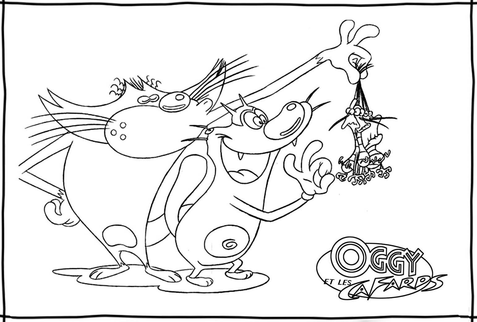 Beautiful Oggy And The Cockroaches coloring page to print and color