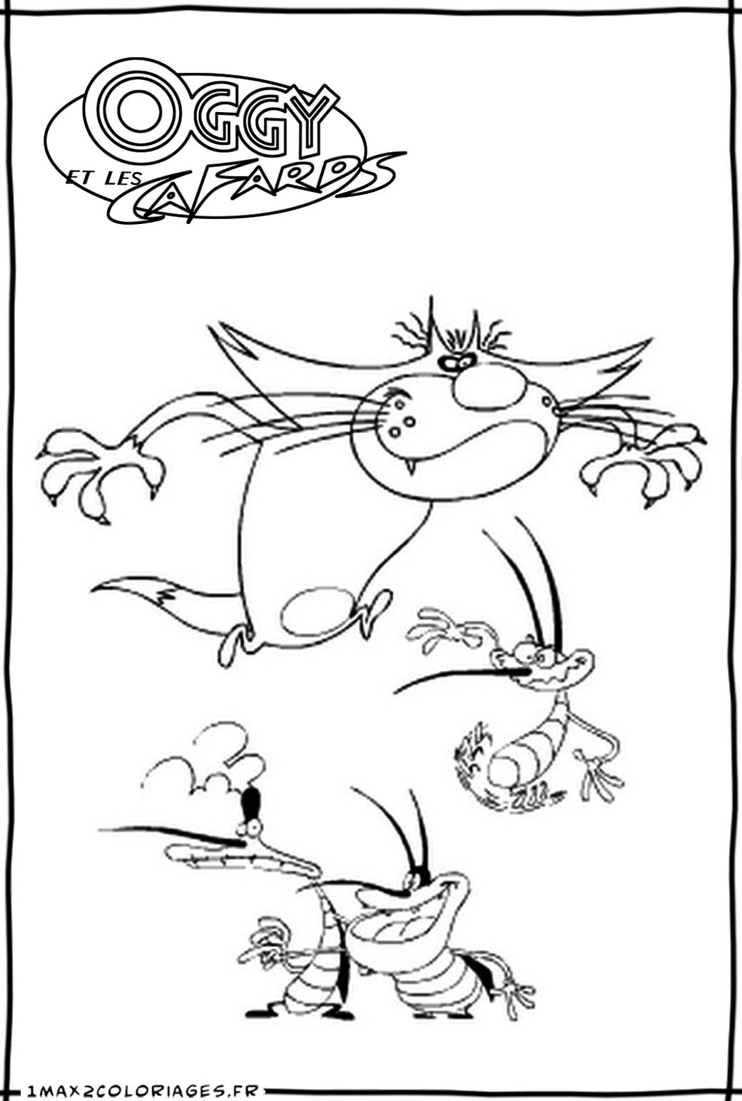 Free Oggy And The Cockroaches coloring page to print and color, for kids