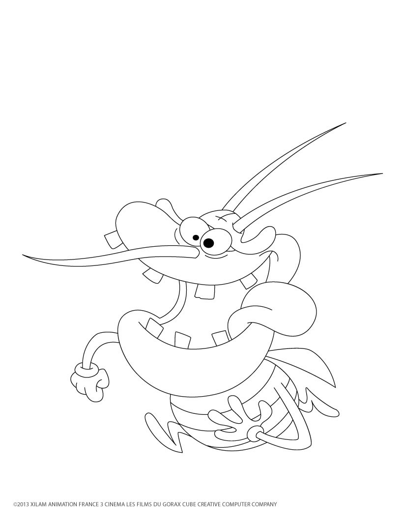 Oggy And The Cockroaches coloring page to print and color for free