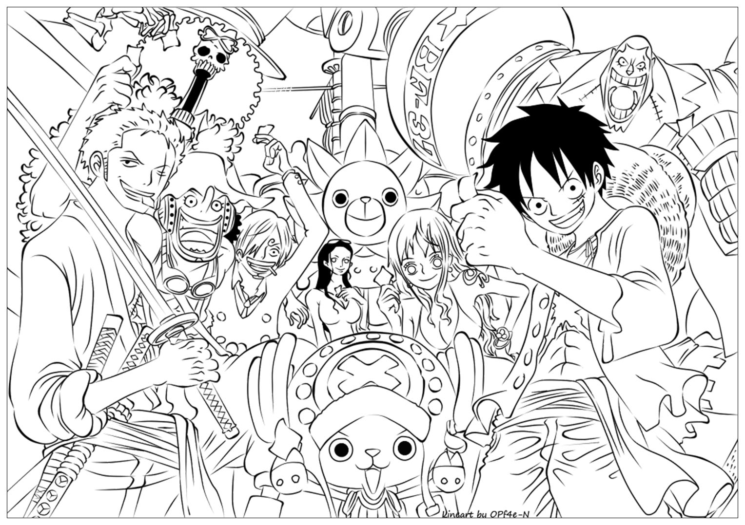 One piece to color for kids   One Piece Kids Coloring Pages