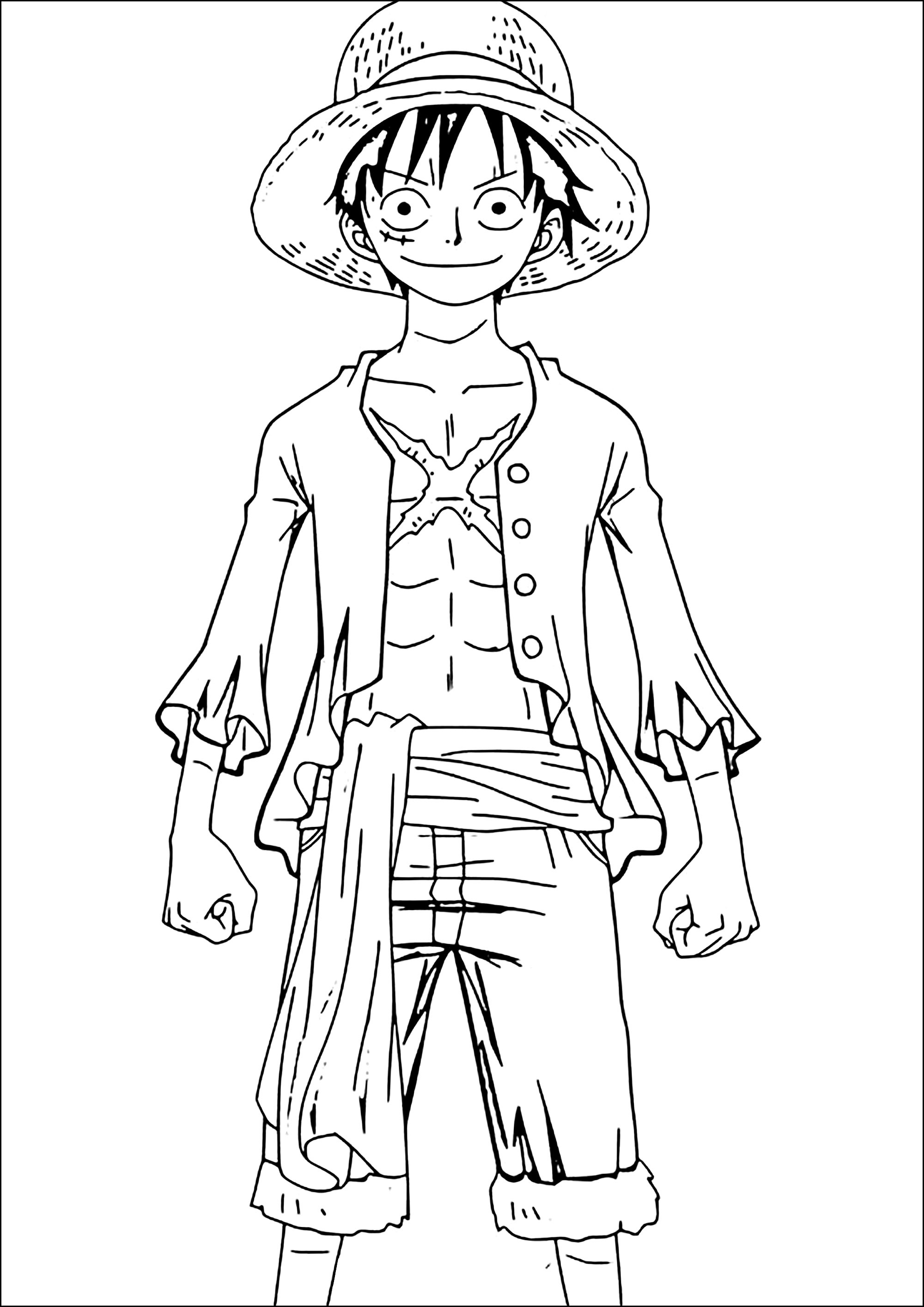 Monkey D. Luffy coloring page. The One Piece hero to color