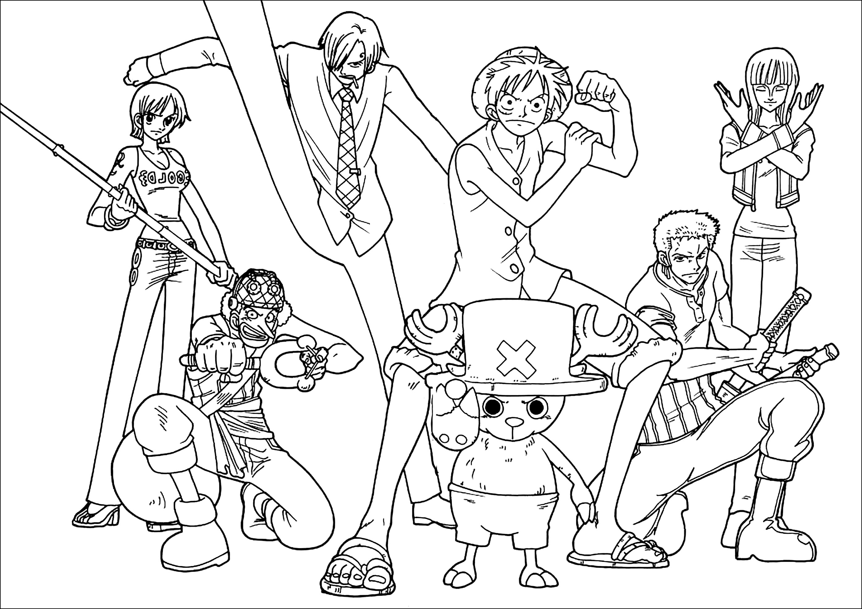 One piece free to color for children - One Piece Kids Coloring Pages