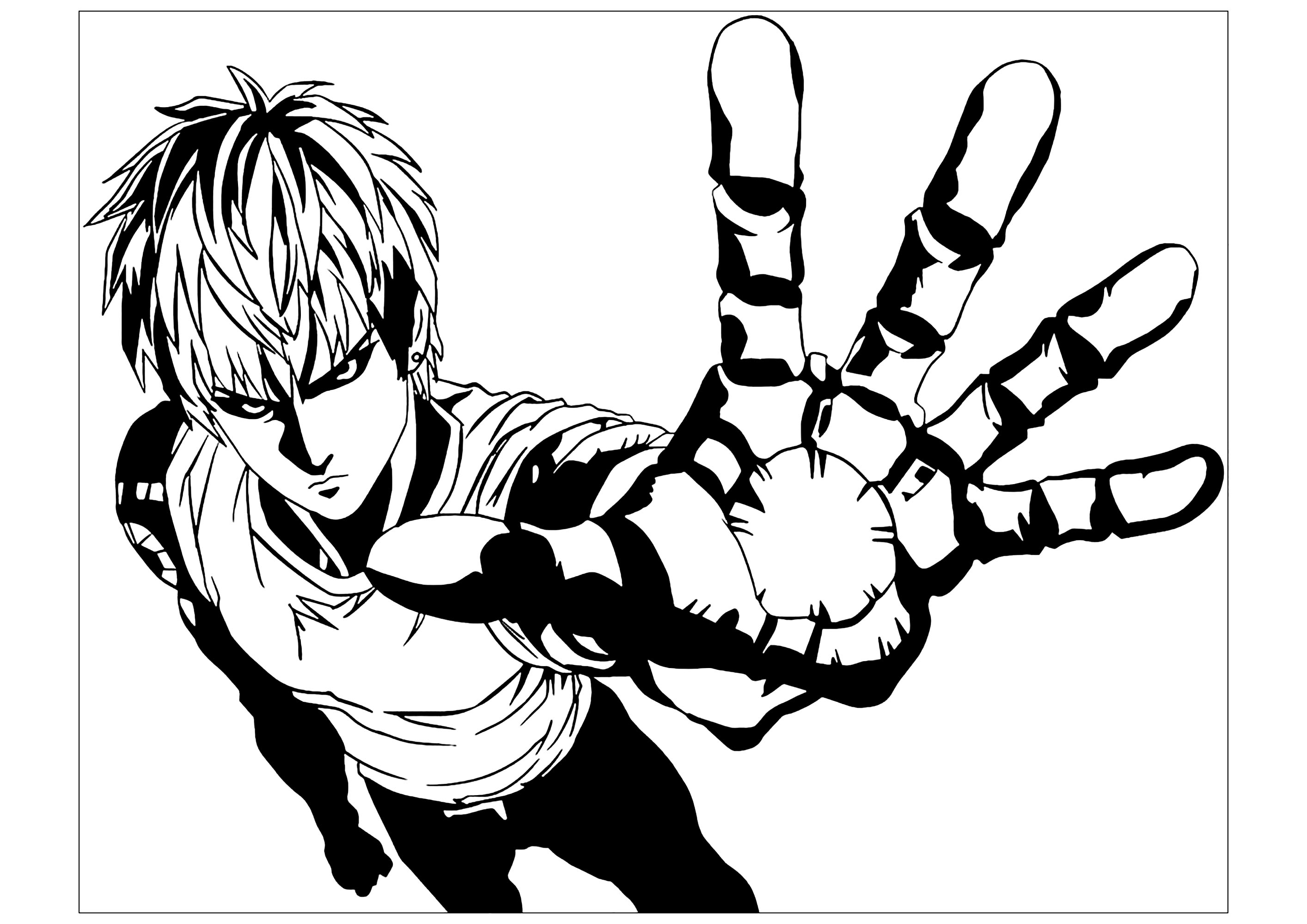 One Punch Man drawing to print and color