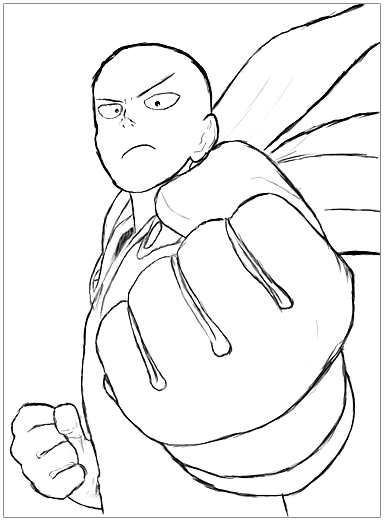 Fun coloring pages of One Punch Man to print and color