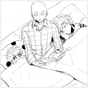 Coloring page one punch man for kids