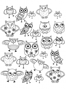 Coloring page owls for children