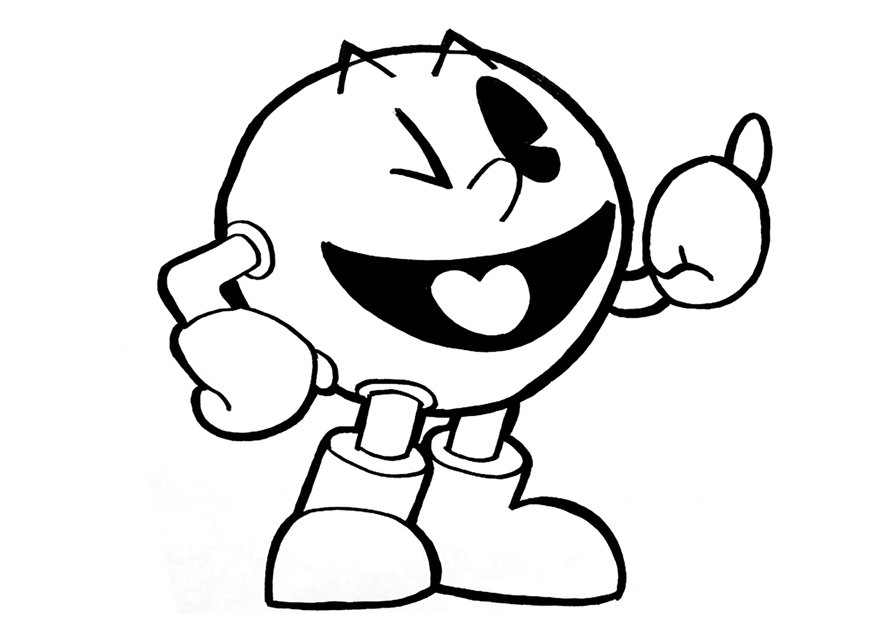 Pacman souriant (Printable Pac Man Coloring Page for Kids)