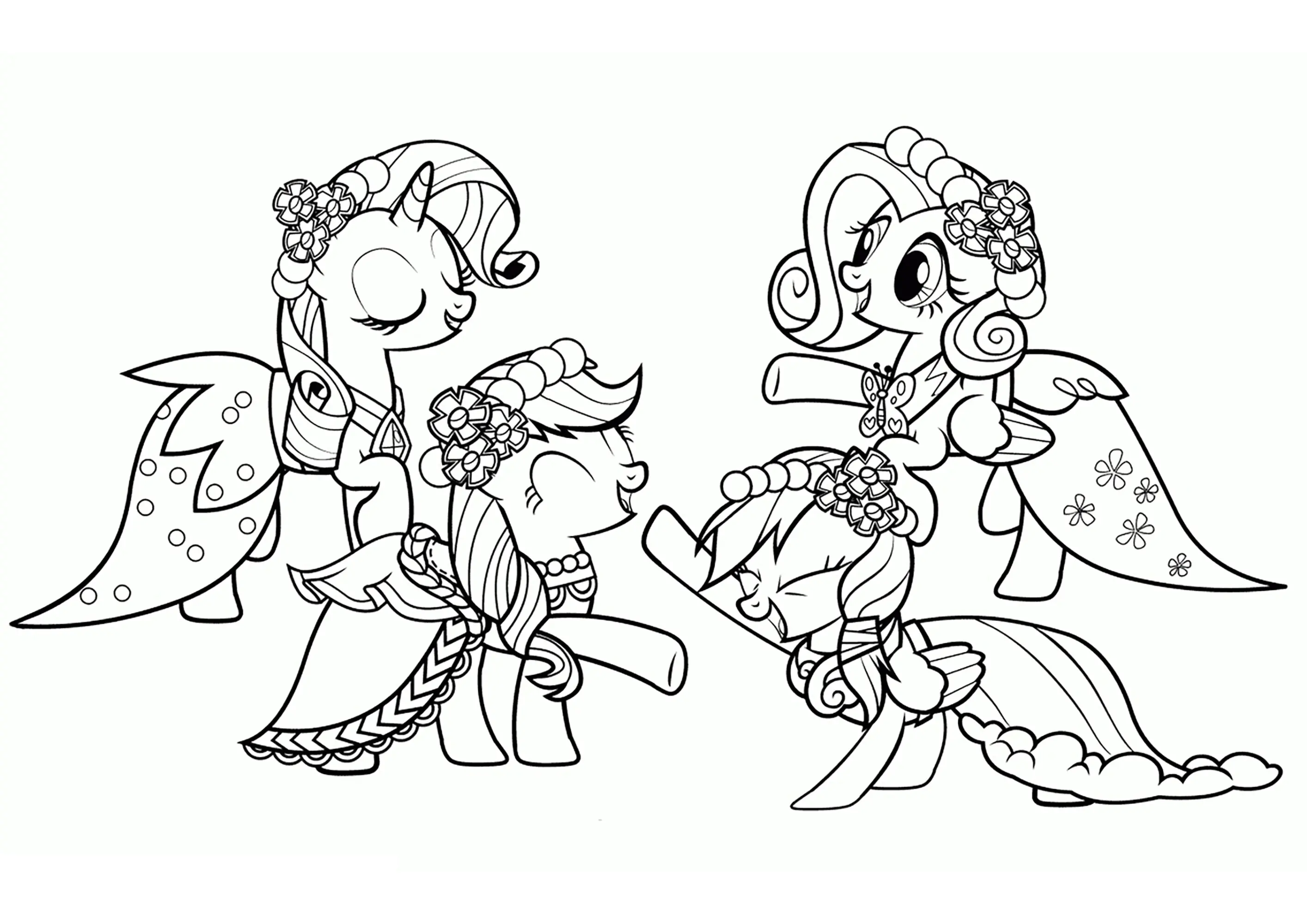 Cute Palace Pets characters (Printable Coloring Page for Kids)