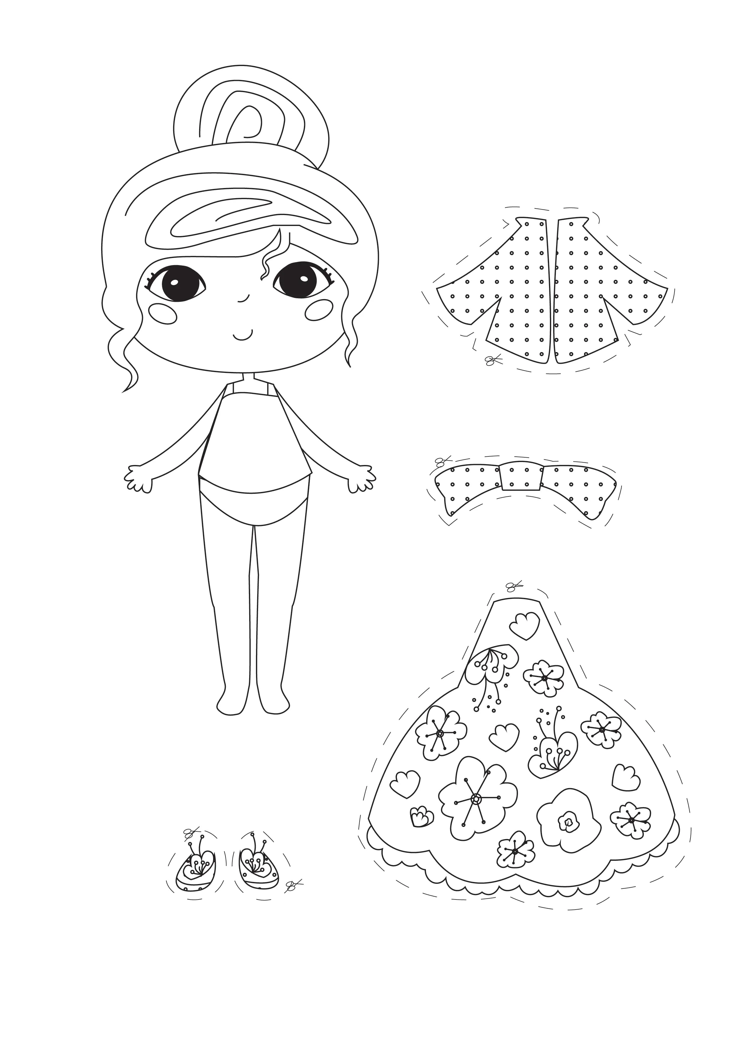Paper dolls with outfits for going out (Printable Coloring Page for Kids)