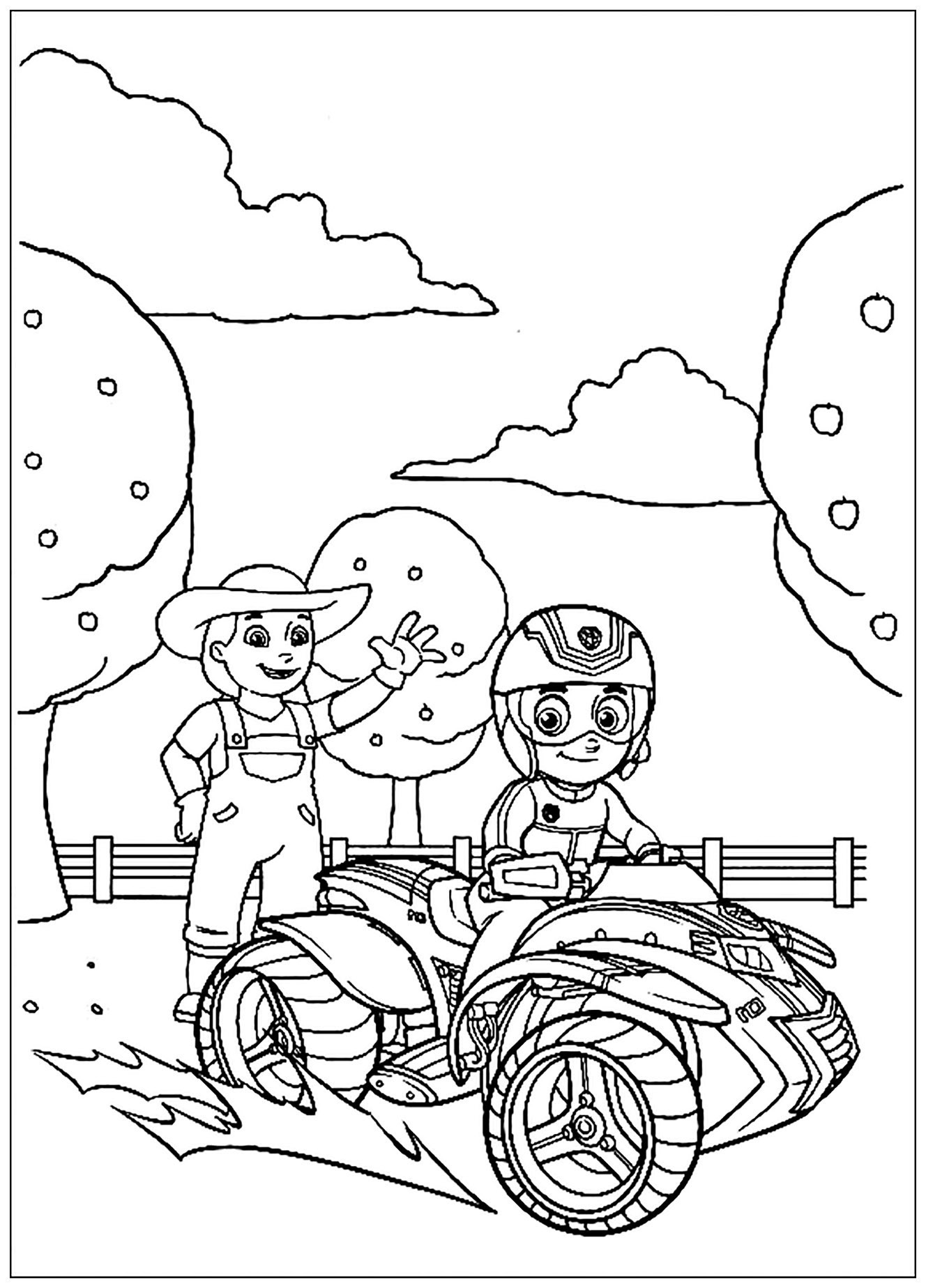 Fun coloring pages of Pat Patrouille to print and color : Quad