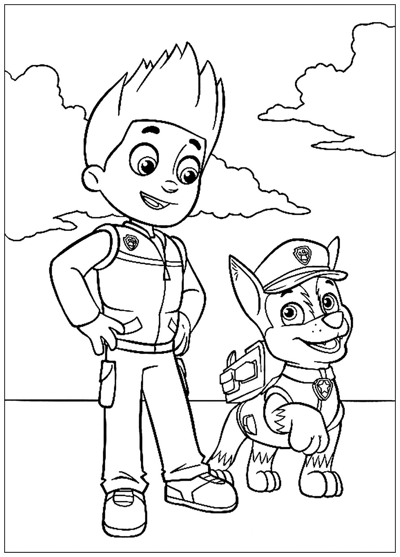 Patrol : The fine team : Ryder and Chase - Paw Patrol Kids Coloring Pages