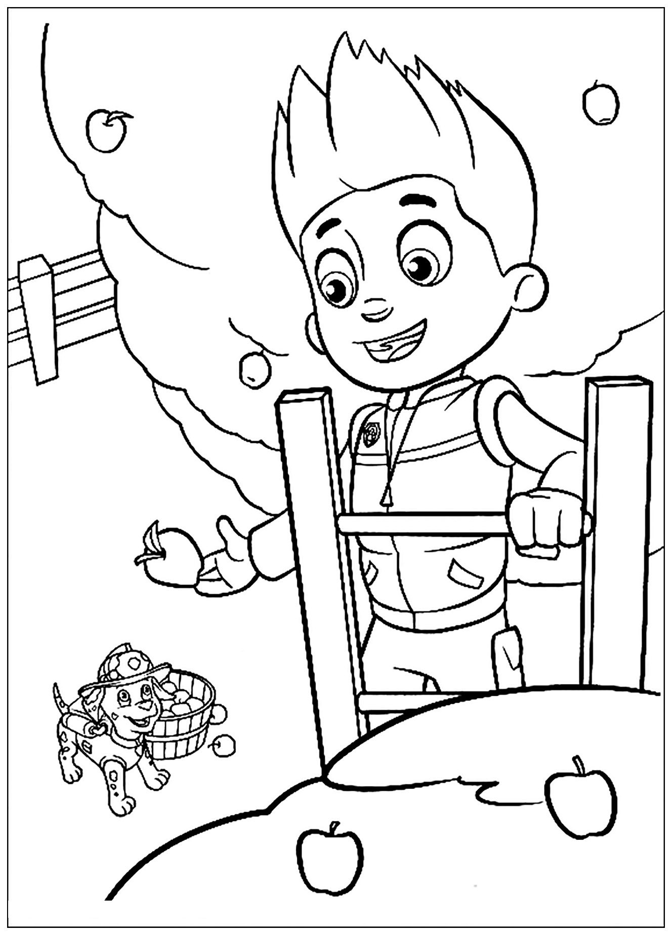 Incredible Patrol Coloring, simple, for kids: Apple Harvest