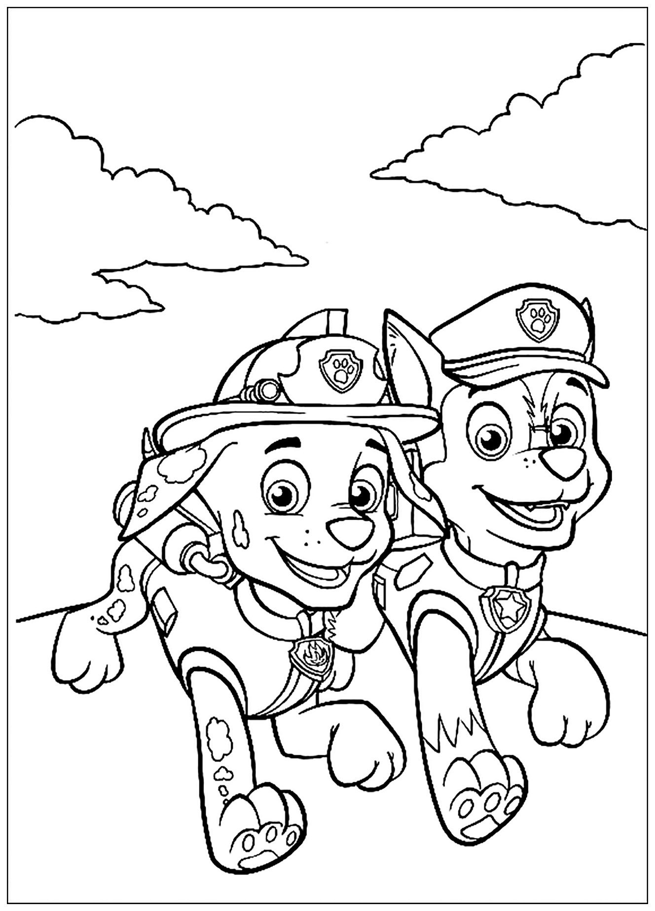 Beautiful Patrol coloring pages: Chase and Rocky