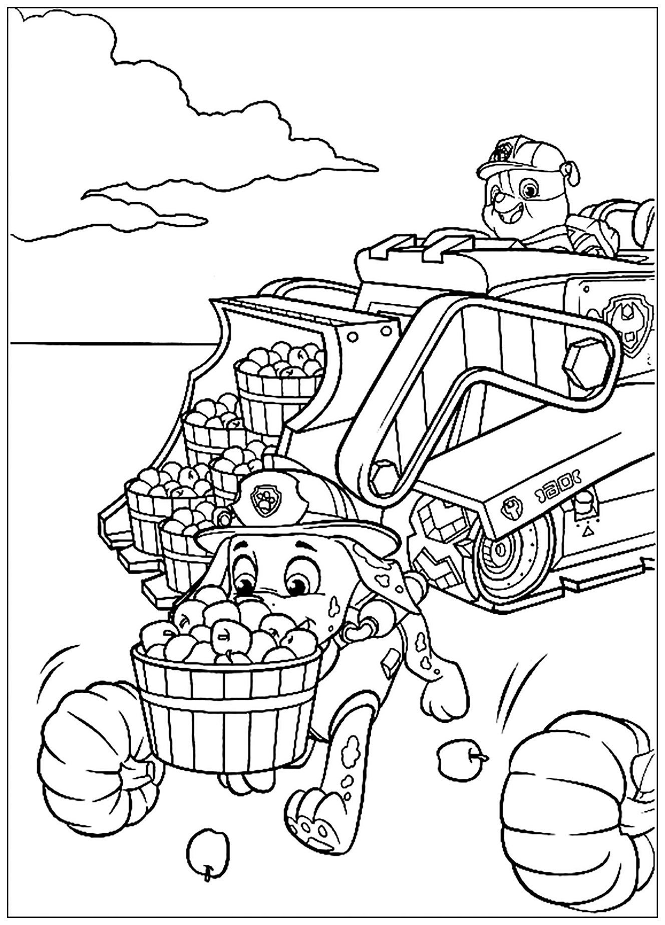 Easy coloring picture of Pat Patrol for kids