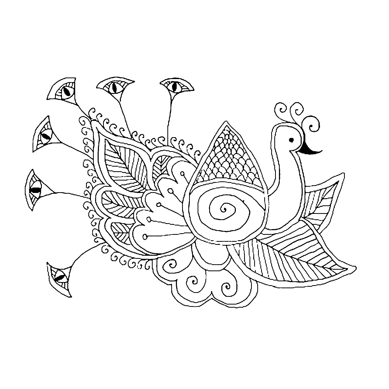 Easy free Peacocks coloring page to download