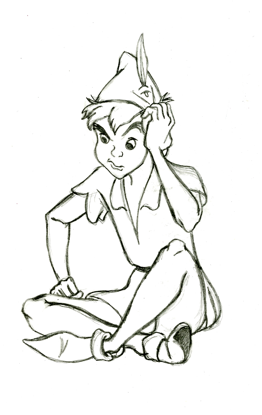 Simple Peter Pan coloring page for children