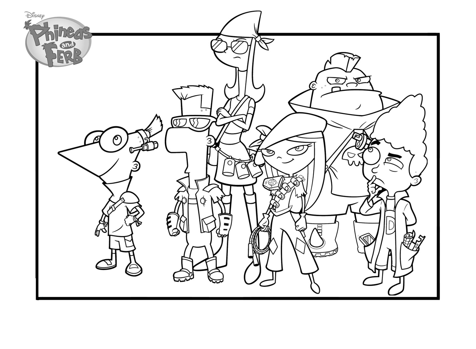 Color this beautiful coloring of Phineas and Ferb (Disney) with your favorite colors