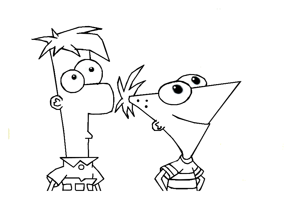 Beautiful Phineas and Ferb (Disney) coloring pages, simple, for children