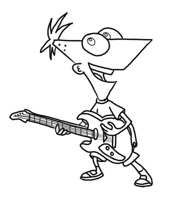 Phineas and Ferb (Disney) easy coloring pages for kids