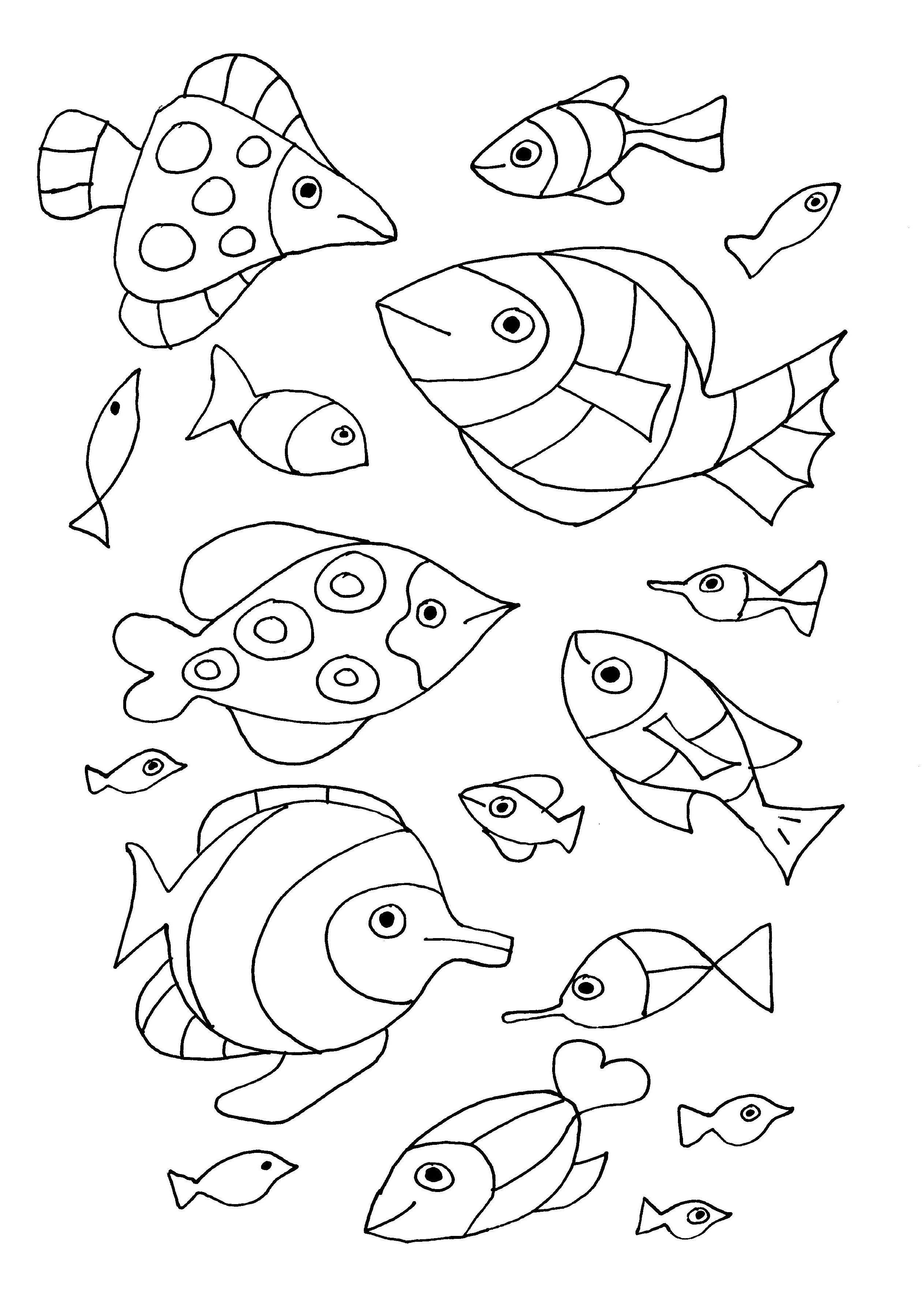 Several pretty fish to color