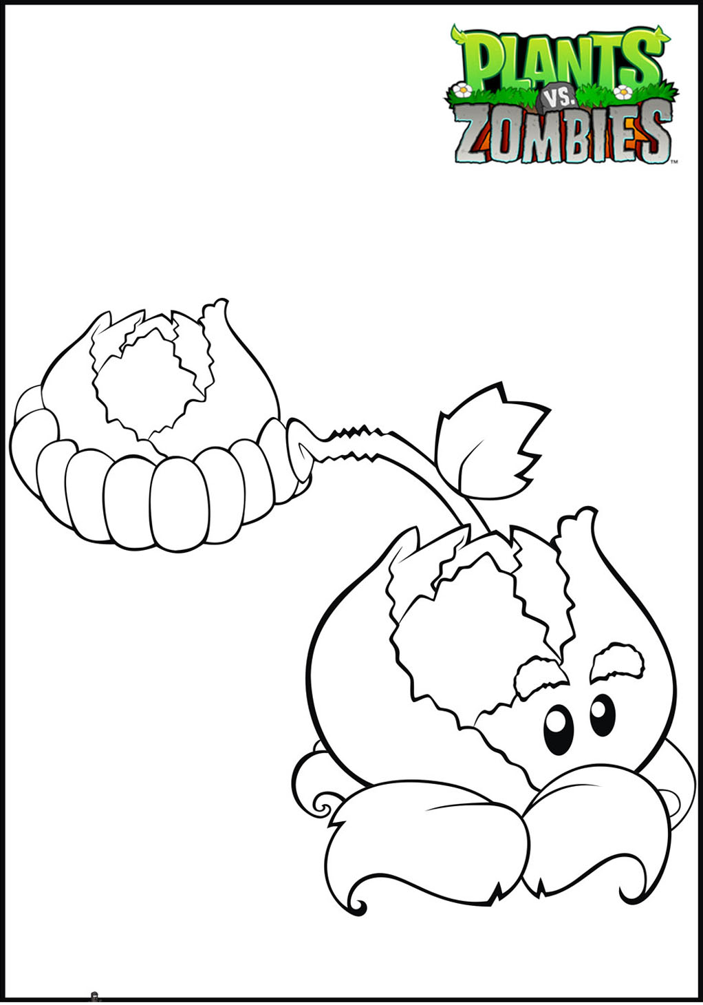 Super simple Plants vs Zombie coloring pages