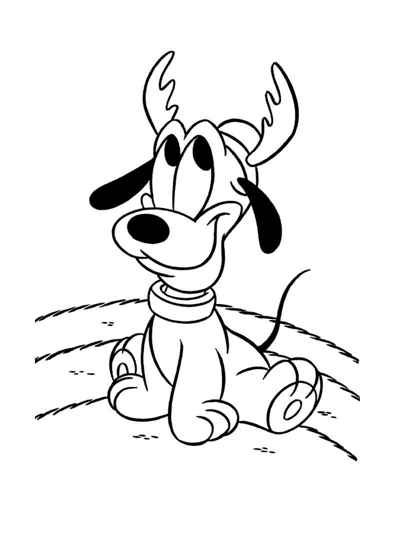 Little Pluto dressed as a reindeer to color