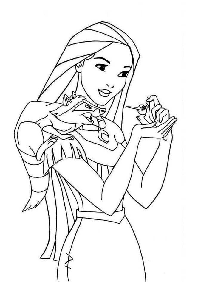 Simple Pocahontas coloring pages for kids