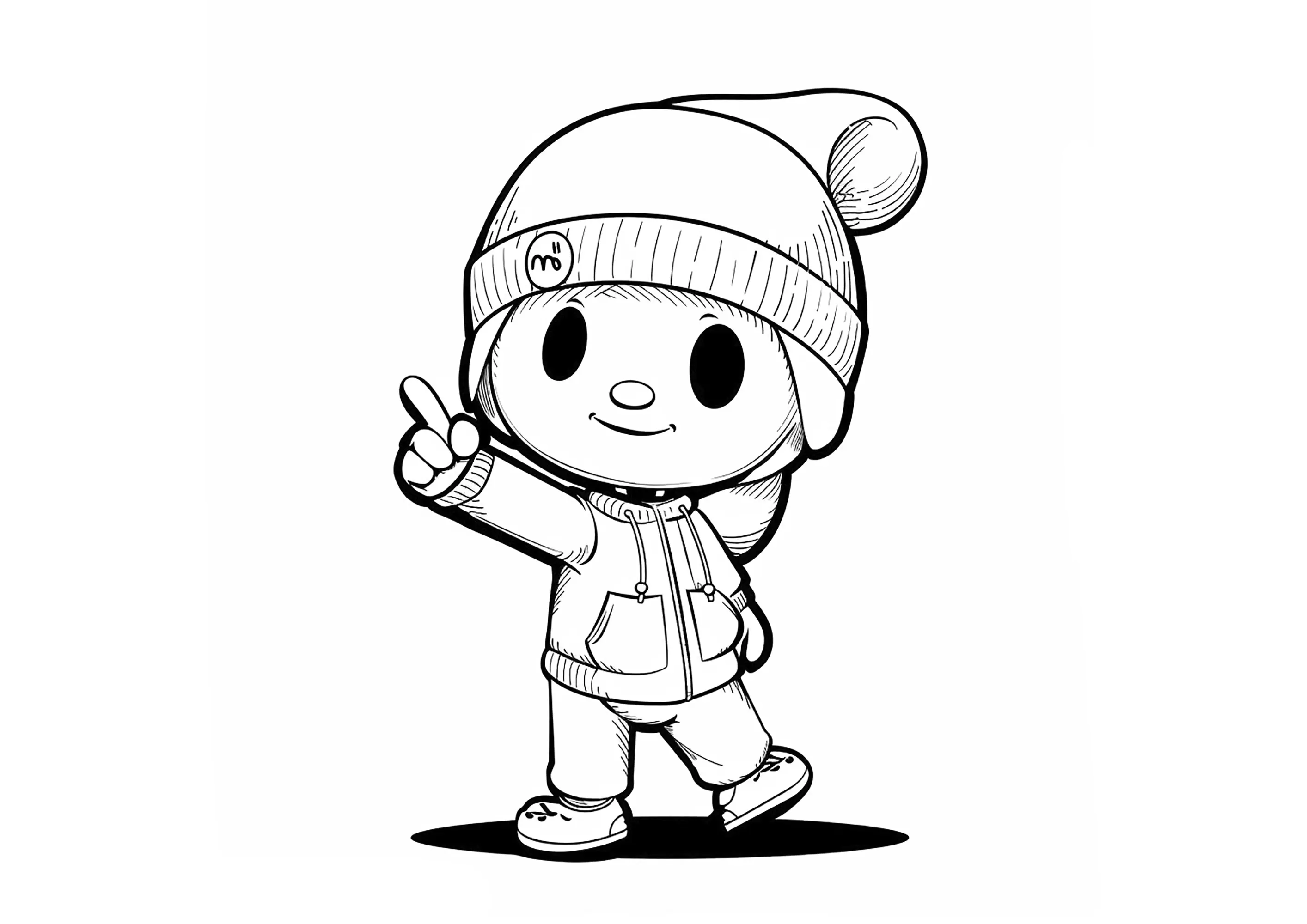 Pocoyo with a bonnet (Printable Coloring Page for Kids)