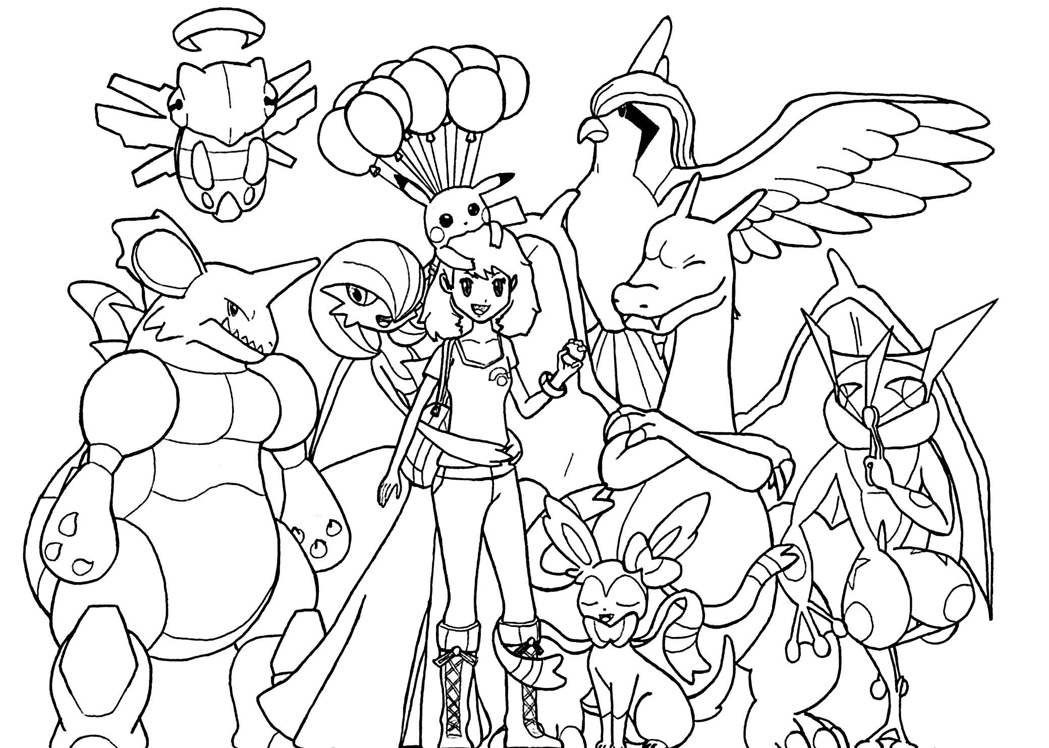 Simple Pokemon coloring page to print and color for free