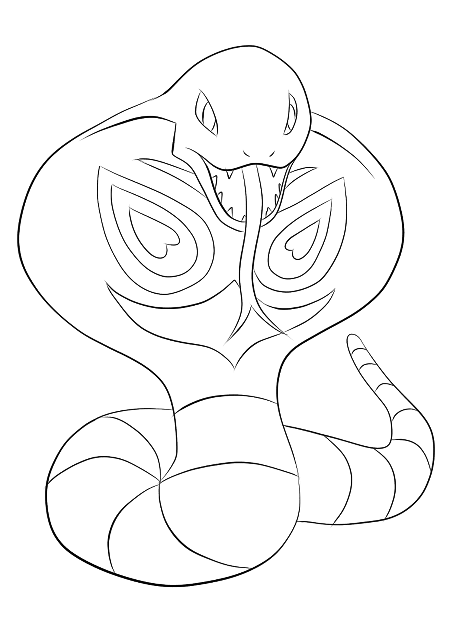 Arbok (No.24). Arbok Coloring page, Generation I Pokemon of type PoisonOriginal image credit: Pokemon linearts by Lilly Gerbil'font-size:smaller;color:gray'>Permission: All rights reserved © Pokemon company and Ken Sugimori.