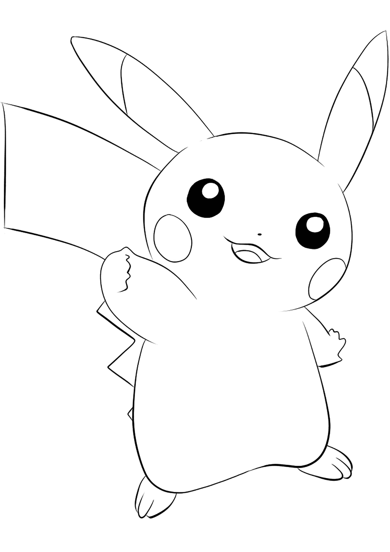 Pikachu (No.25). Pikachu Coloring page, Generation I Pokemon of type ElectrikPermission: All rights reserved © Pokemon company and Ken Sugimori.