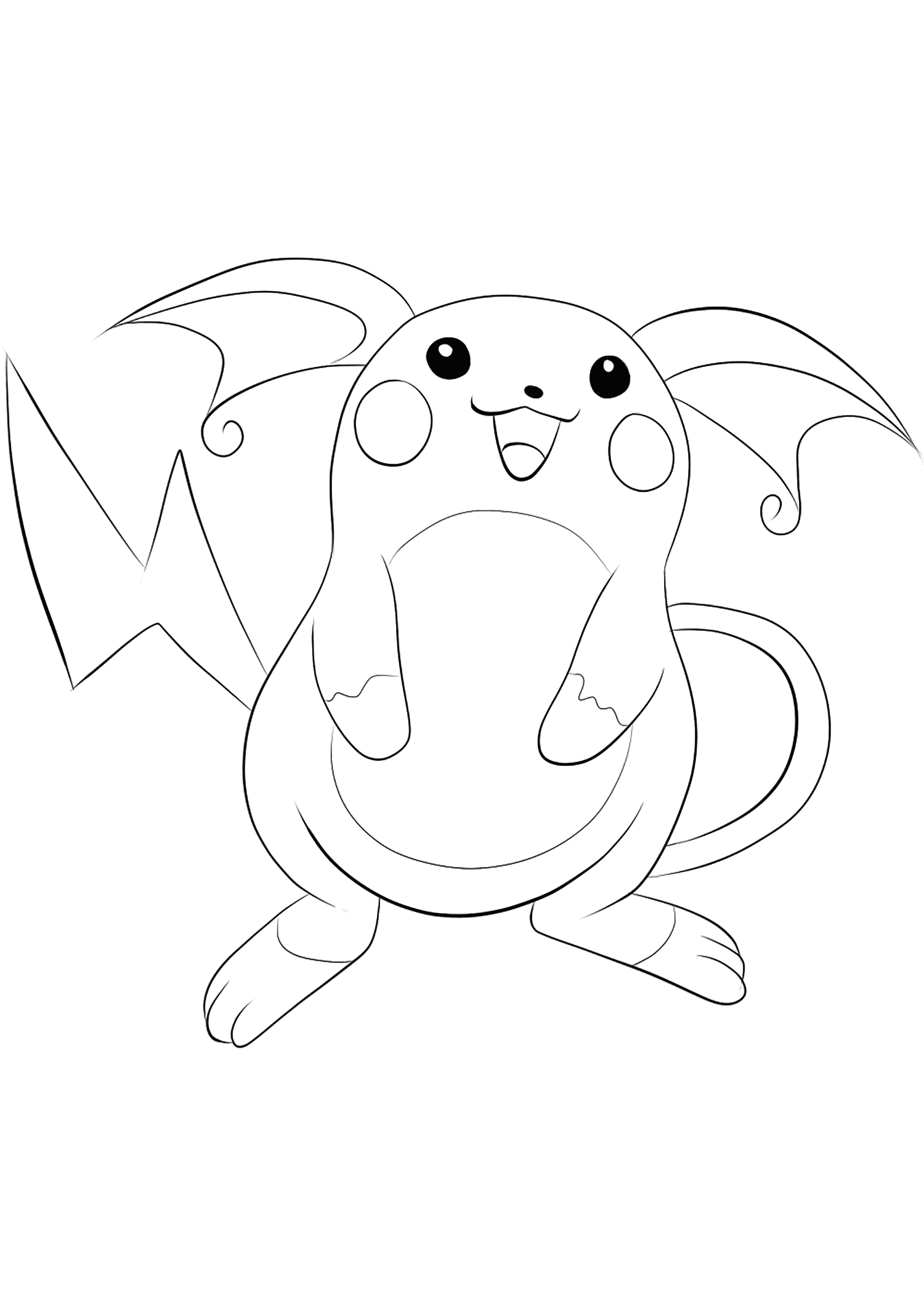 Raichu (No.26). Raichu Coloring page, Generation I Pokemon of type Electrik and PsychicOriginal image credit: Pokemon linearts by Lilly Gerbil'font-size:smaller;color:gray'>Permission: All rights reserved © Pokemon company and Ken Sugimori.