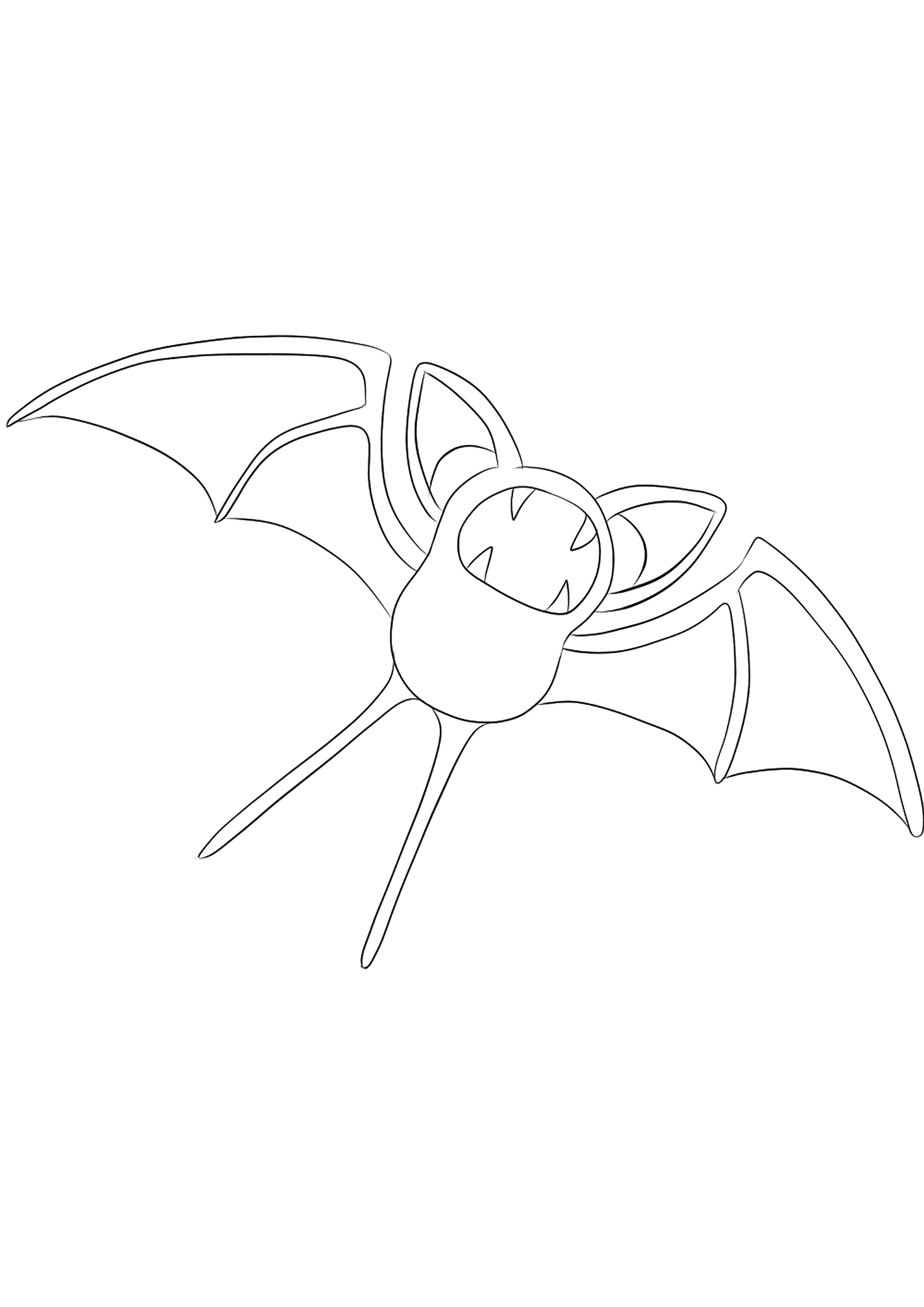 Zubat (No.41). Zubat Coloring page, Generation I Pokemon of type Poison and FlyingOriginal image credit: Pokemon linearts by Lilly Gerbil'font-size:smaller;color:gray'>Permission: All rights reserved © Pokemon company and Ken Sugimori.