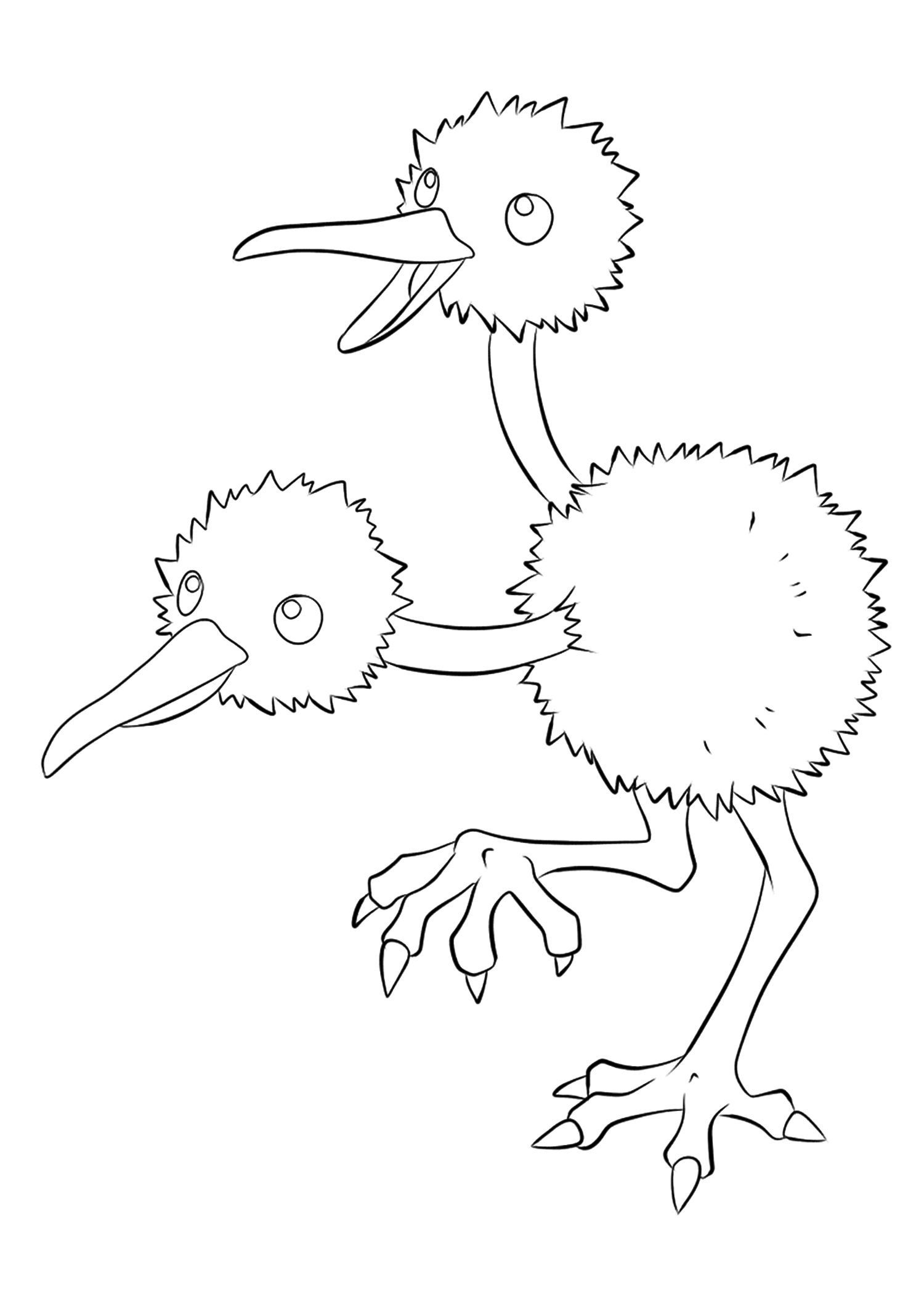 Doduo (No.84). Doduo Coloring page, Generation I Pokemon of type Normal and FlyingOriginal image credit: Pokemon linearts by Lilly Gerbil on Deviantart.Permission:  All rights reserved © Pokemon company and Ken Sugimori.