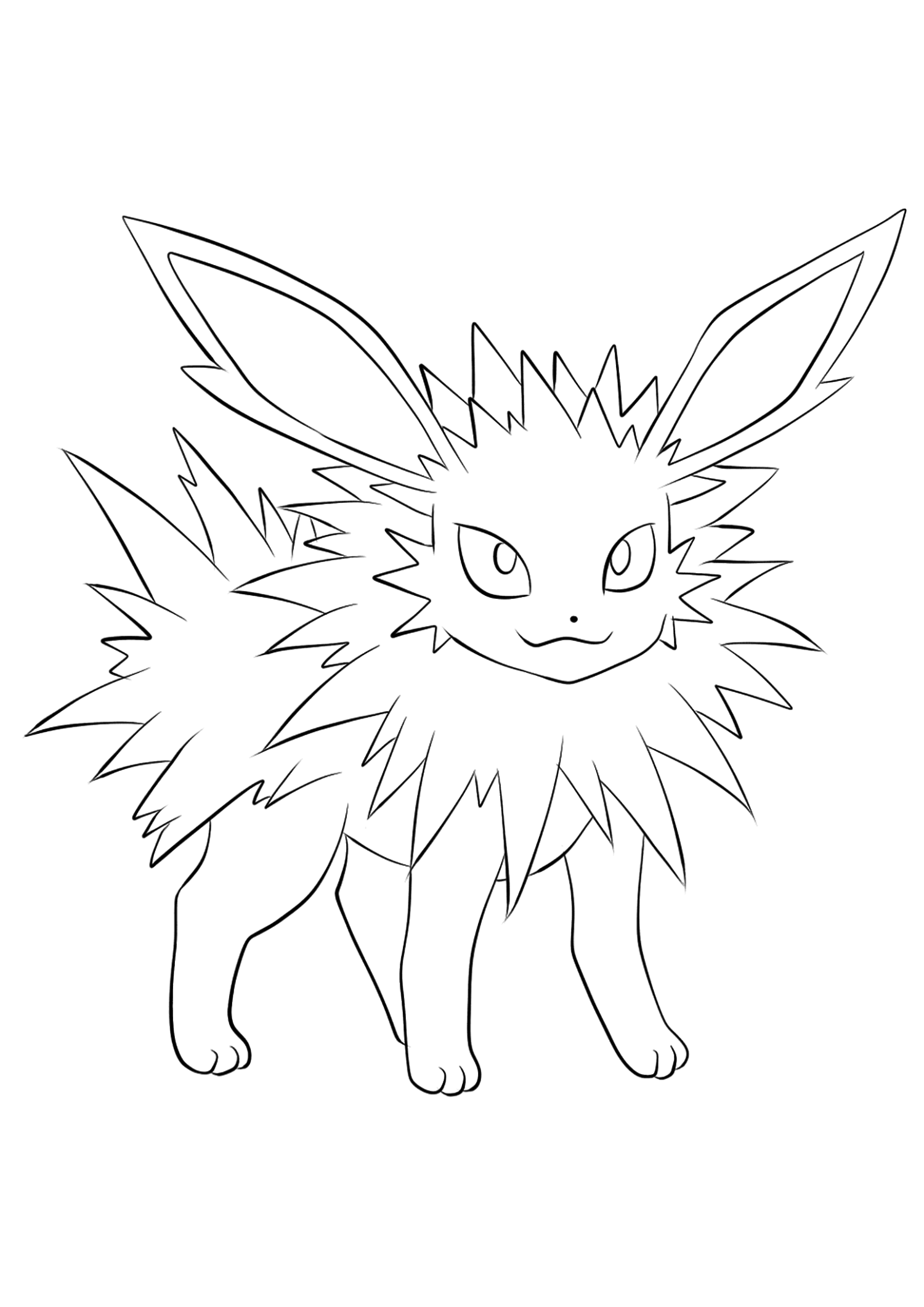 Jolteon (No.135). Jolteon Coloring page, Generation I Pokemon of type ElectrikOriginal image credit: Pokemon linearts by Lilly Gerbil on Deviantart.Permission:  All rights reserved © Pokemon company and Ken Sugimori.