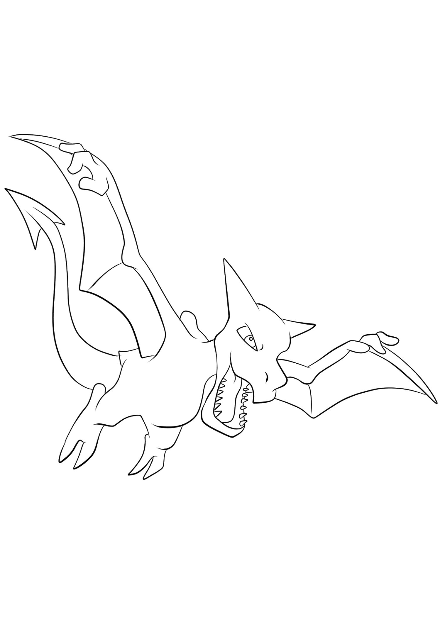 Aerodactyl (No.142). Aerodactyl Coloring page, Generation I Pokemon of type Rock and FlyingOriginal image credit: Pokemon linearts by Lilly Gerbil on Deviantart.Permission:  All rights reserved © Pokemon company and Ken Sugimori.