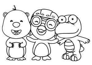Three friends (Pororo Coloring Page)